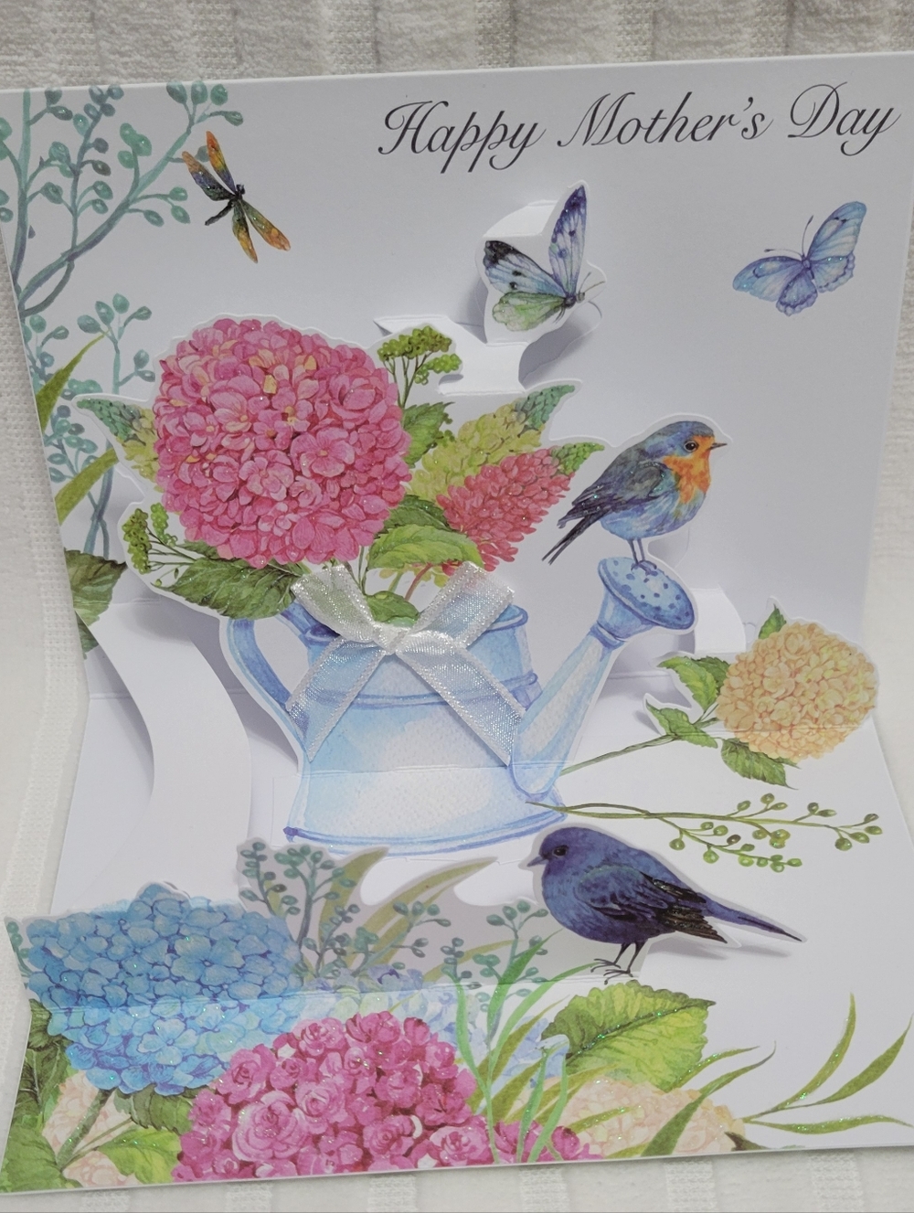 ⚘️Mother's Day Pop-Up Card with Pink & Blue Floral Watering Can 4/$25